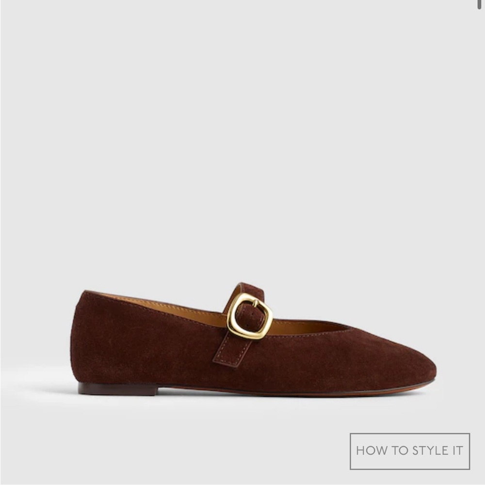 Madewell Remy Puffy Buckle Mary Jane Flat in Suede